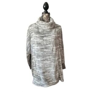 HUE Women' S-XXL (OS) Light Gray Cowl Neck Sleeved Plush Cozy Sweater Tunic Top